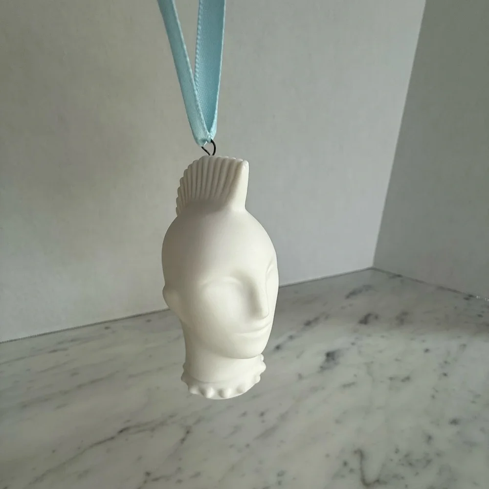 Jonathan Adler White Matte Porcelain Mohawk Ornament